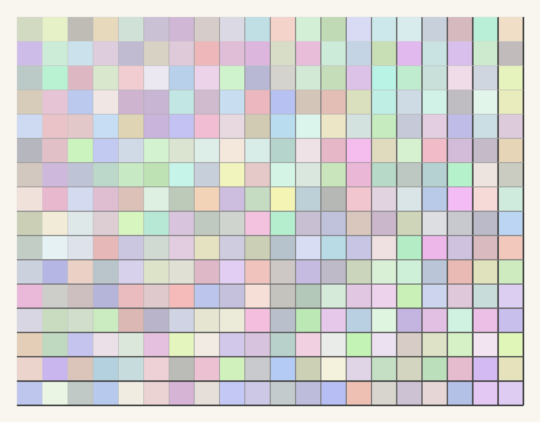 Pastel grid with changing line weights